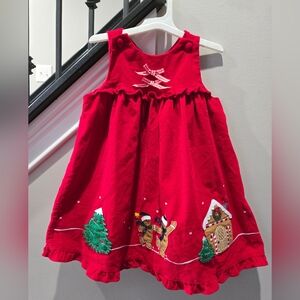 Adorable Christmas Pinafore Dress, Size 5, Corduroy, Gingerbread Theme